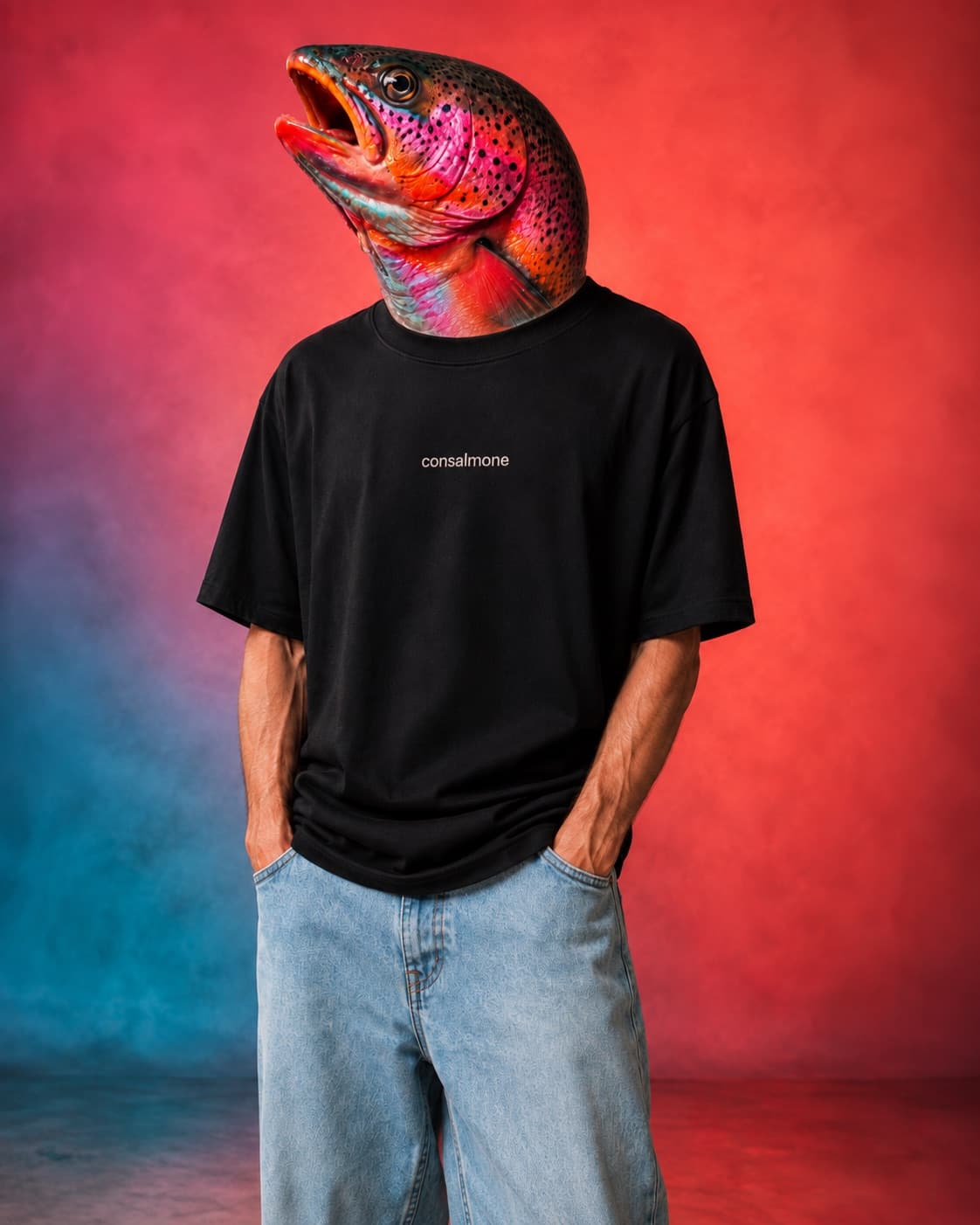 Ganzkörperaufnahme des Tees im Oversized-Schnitt
